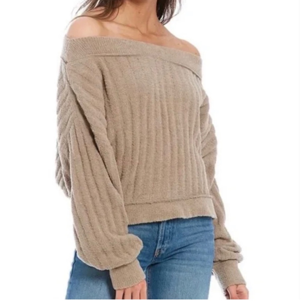 Free People 'Cabin Fever' Pullover Chenille Sweater in Beige - Size S